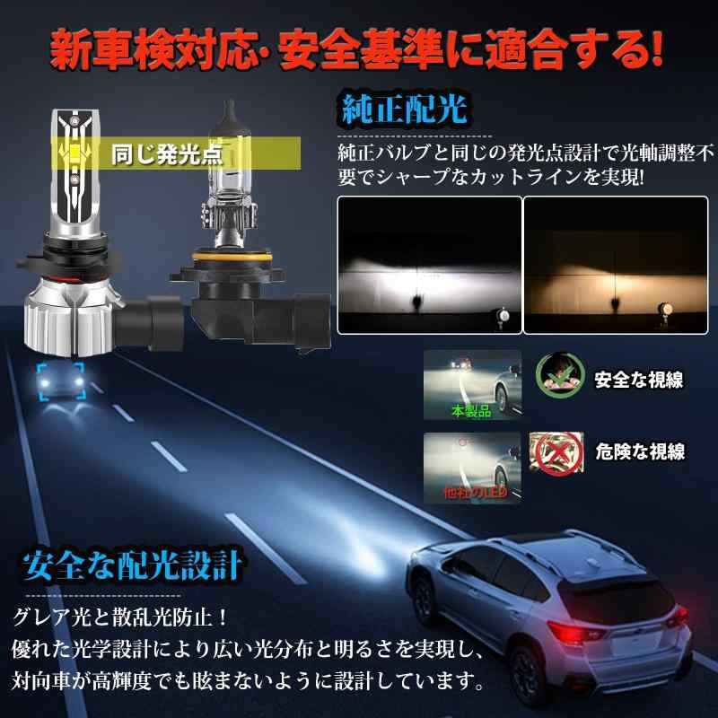 Briteye(まぶしい) LED ヘッドライト HB4 フォグライト兼用 新車検対応 6500K ホワイト 高輝度 12V車用 9006 HB4 LEDバルブ ハロゲンサイズ型 取付簡単 ノイズ対策(ファンレス設計) 2個セット