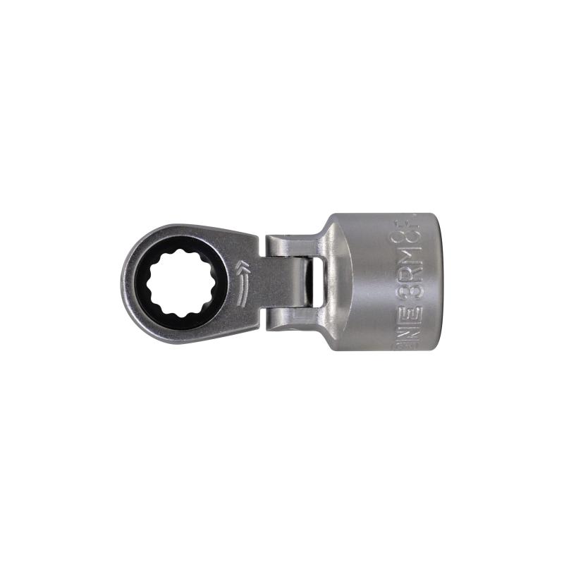 Rakuten - トネ(TONE) フレックスラチェットめがねソケット HP3RM-08F 差込角9.5mm(3/8") 二面幅8mm めっき HP3RM-08F:二面幅:8mm