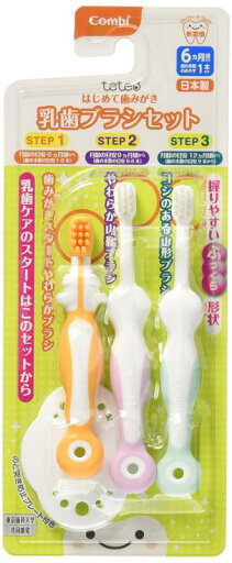 コンビ Combi テテオ teteo はじめて歯みがき 乳歯ブラシセット (歯の本数の目安:1本~) 握りやすいふっくら形状グリップ コンビ Combi テテオ teteo はじめて歯みがき 乳歯ブラシセット (歯の本数の目安:1本~) 握りやすいふっくら形状グリップ