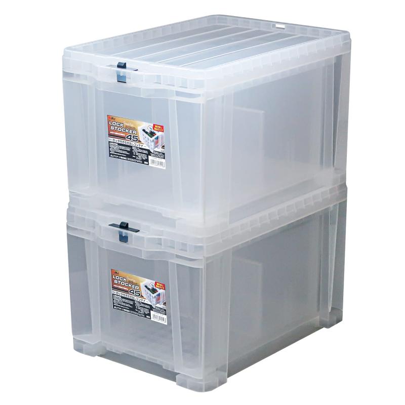 JEJアステージ 収納ボックス ロックストッカー #45 クリア 幅37×奥行52×高さ32cm 【2個セット】日本製 ..