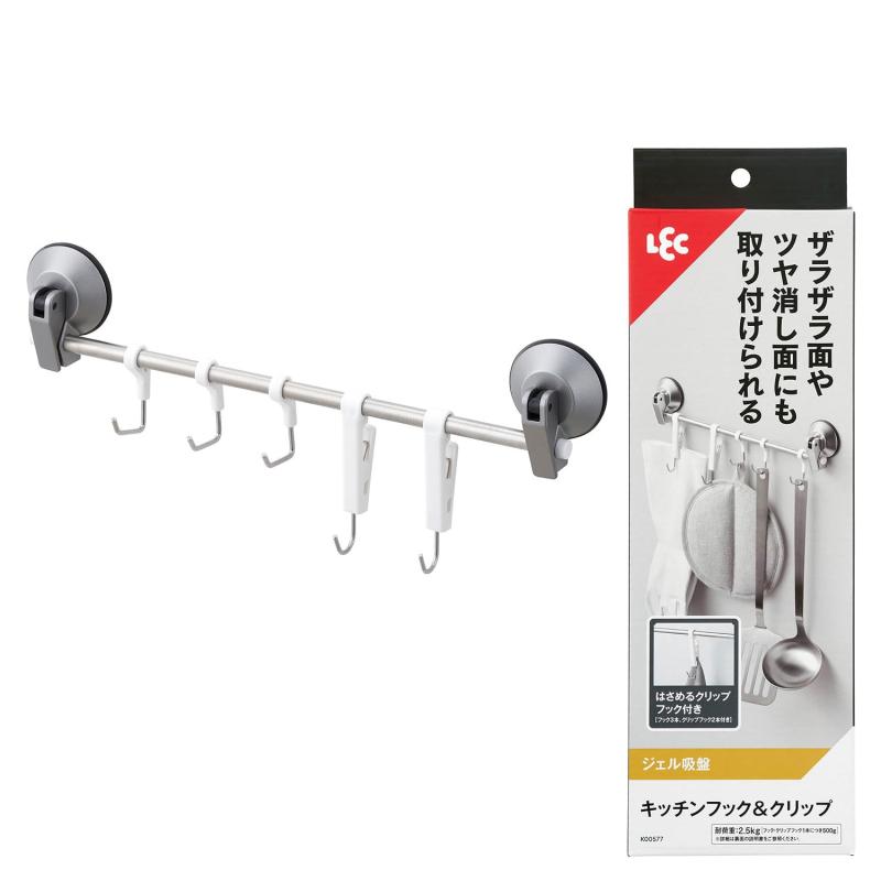 乐天商城 - レック キッチンフック ＆ クリップ (ジェル吸盤) 耐荷重2.5kg サイズ約345×35×135mm