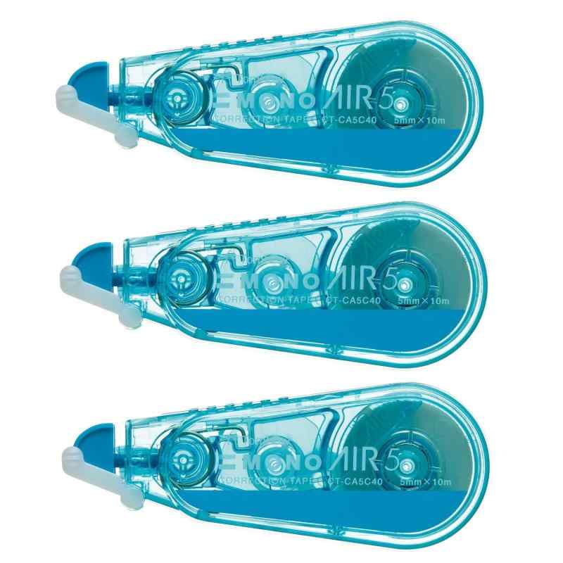 トンボ鉛筆 修正テープ 5mm MONO モノエアー (軽いタッチ・高密着テープ) 使い切りタイプ10m ブルー 3..
