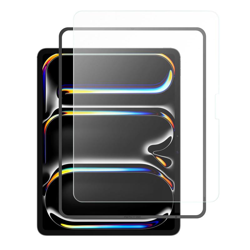 NIMASO ガイド枠付き アンチグレア iPad Pro 11 インチ用 フィルム M5 2025 /M4 2024年 強化 ガラスフィルム サラサラ 反射低減 指紋防止 保護フイルム アイパッド プロ 11 DTB24E1254