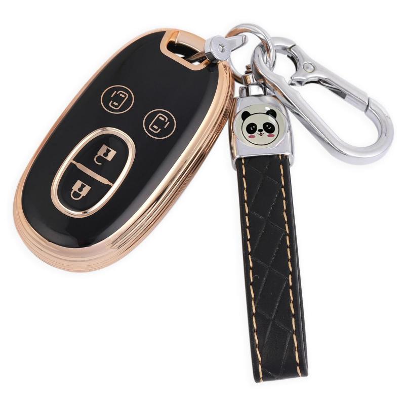 [ZANEKO] アルトキーケース適合スズキワゴンR キーカバー ハスラースマートキーケース キーホルダー (ゴールドブラック)(2)