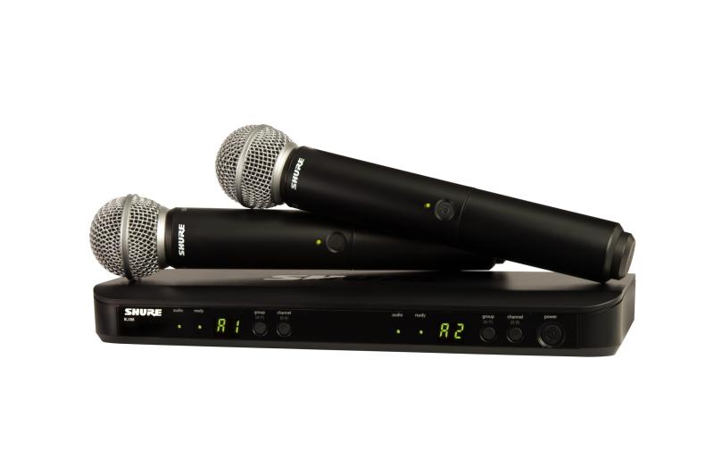 SHURE シュア ワイヤレスマイクシステム BLX288/SM58 : BLX2/SM58ハンドヘルド型ダイナミックマイク 2本 BLX88受信機 デュアルチャンネ..