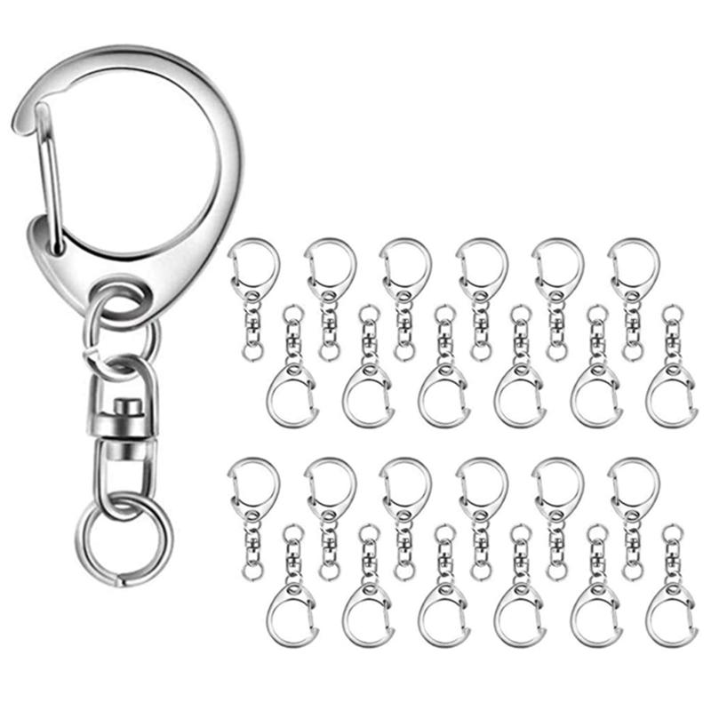 サムコス キーホルダー金具 回転カン付き ハンドメイド キーリング アクセサリー DIY 手芸用品 シルバー 30個セット