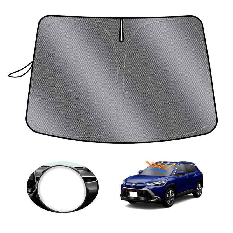 LIMSTYLE トヨタ 新型 カローラクロス フロントガラス用 サンシェード Corolla Cross マルチサンシェード 遮光 断熱 シェード カーテン R3.9～現行 日除け UVカット 車中泊 しなやか スポーティ タイ(2)