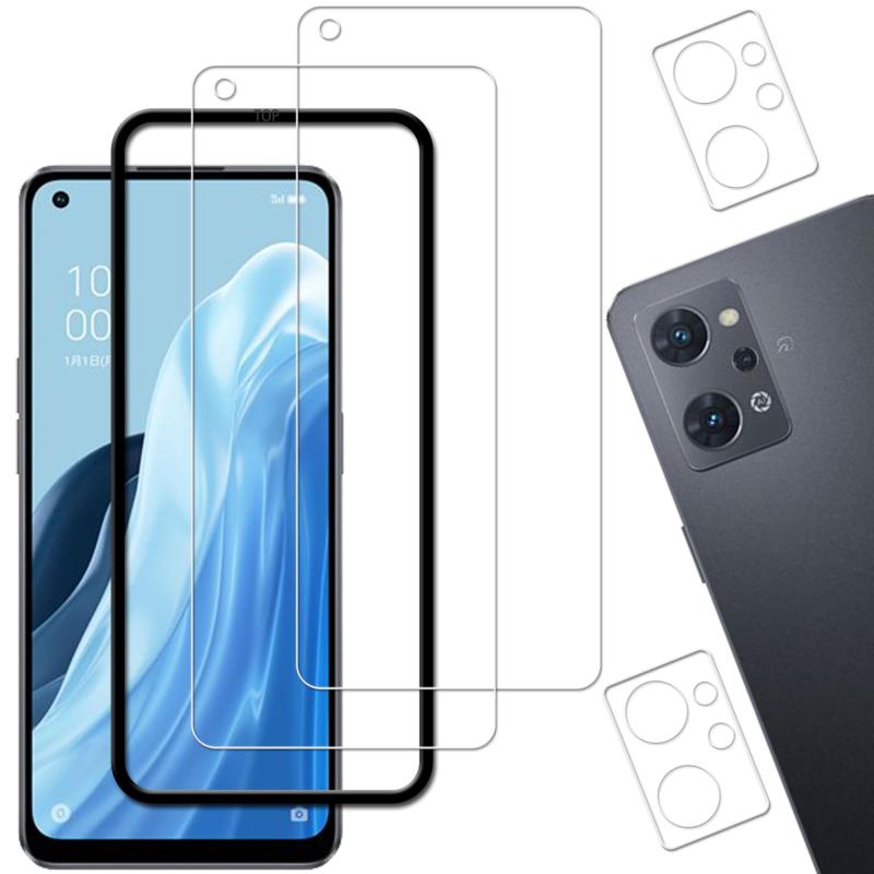 【2+2枚セット】KPNS ガイド枠付き 日本素材製 強化ガラス OPPO Reno9 A/OPPO Reno7 A OPG04 用 ガラス フィルム カメラフィルム カバー 保護フィルム【対応機種】OPPO Reno9 A / OPPO Reno7 A OPG04 ガラスフィルム2枚 + カメラフィルム2枚。【注意】この電話の画面の端は湾曲しているため、保護フィルムのサイズが丁度良い場合、しっかりと貼り付けられず、白いエッジやシェルとの干渉などの問題があるため、保護フィルムは画面よりも小さいです。【9H硬度・日本製ガラス素材】日本旭硝子製ガラス素材採用 最上級強度のガラスを使用し表面硬度は9H。万が一スマホを落としてガラスが割れても、 ガラス破片が飛び散らないような安心設計。 飛散防止 、ガラス破片から守ります。【申し分ない透明感】：画質を徹底して追求するため、最高級のガラスを選択し、透過率を実現しました。透き通ったガラスフィルムに多層フィルタフィルムを採用し、素晴らしい透明度を確保して、一体感になって、まるで貼っていないみないような感覚で携帯の美しさはそのままにお楽しみいただけます。【指紋防止、高感度タッチ】ガラスフィルムには撥油コーティングが施されており、指紋や汚れなどに強くなめらかな操作感を実現、付着した汚れなどは簡単に拭きとれます。こちらは高耐久撥油コーティングが施され、つるつるな滑り感を実現ゲームしても渋くなし【気泡防止・貼付け簡単】気泡防止加工が施されているので、気泡が入りにくい。万が一気泡が入ってしまっても時間が経てば徐々に抜けるので 美しい仕上がりに。ガラスを液晶に置くだけで自然に吸着、簡単に気泡が抜いて行くので、誰でも簡単、綺麗に貼ることができます。フィルム貼りことが苦手の方でも簡単に貼る事が可能です。