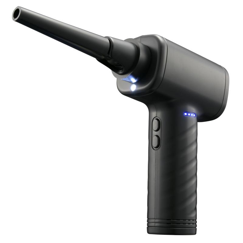 オーム電機 エアーダスター 電動 電動エアダスター ブロワー 空気入れ 空気抜き 充電式 ほこり取り ほこり吹き 風量3段階 強風 逆噴射 ライト付き 折りたたみ コンパクト収納 ノズル付き ブ