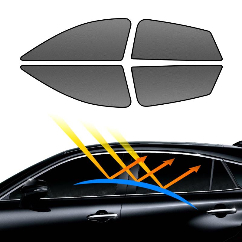 BLUESEATEC トヨタ ハリアー 80系 遮光 マグネット式 メッシュカーテン 着脱簡単 サンシェード R2.06-現行 車種専用設計 虫除け 折り畳み式 日除け 収納袋付きフ ロントサイド用 2列目サイド用 4