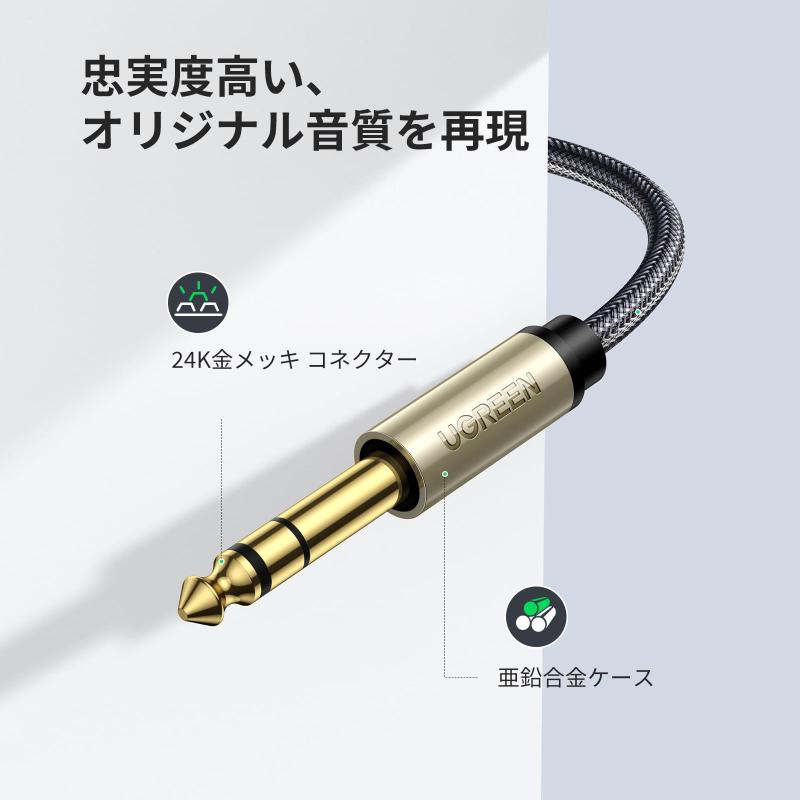 UGREEN オーディオ変換ケーブル 3.5mmミニプラグ to 6.35mm標準プラグ オス-オス ...