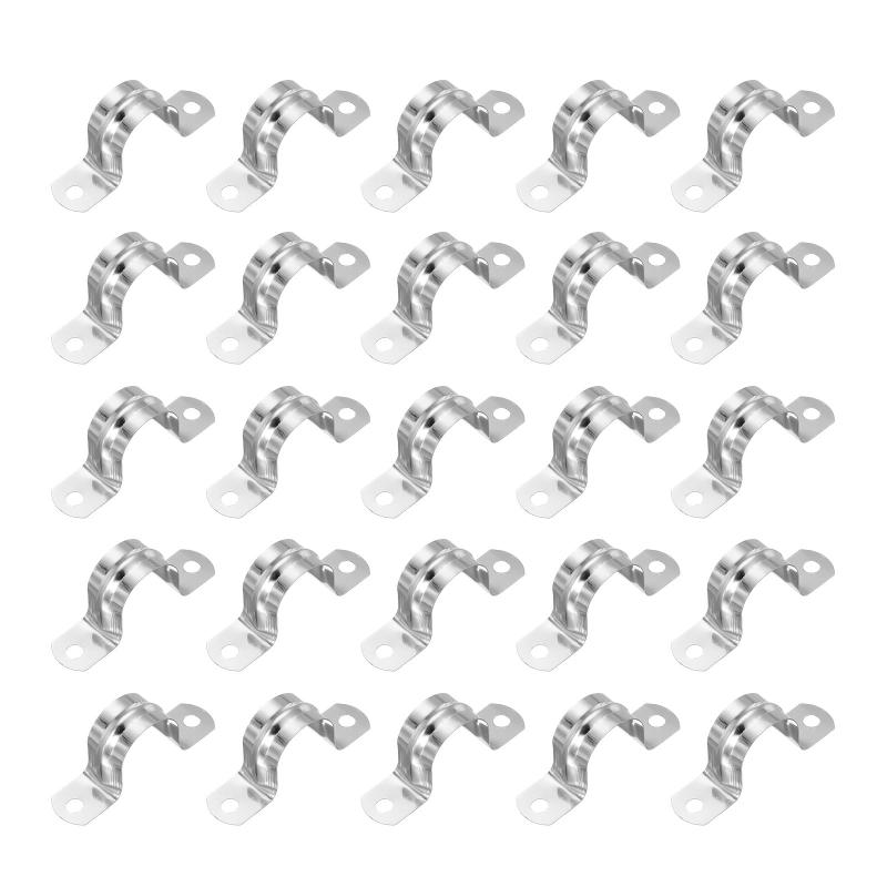 サドルバンド 27mm 2穴 パイプクランプ パイプ固定金具 304ステンレス 配管 サドル パイプ ケーブルワイヤ 固定用 25個