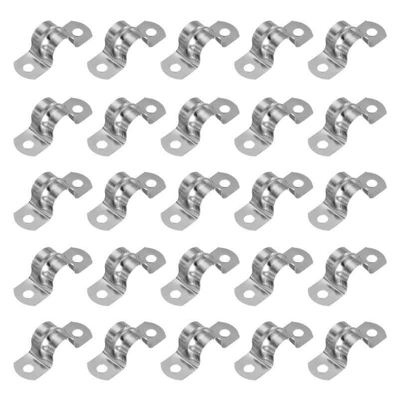 サドルバンド 16mm 2穴 パイプクランプ パイプ固定金具 304ステンレス 配管 サドル パイプ ケーブルワイヤ 固定用 25個