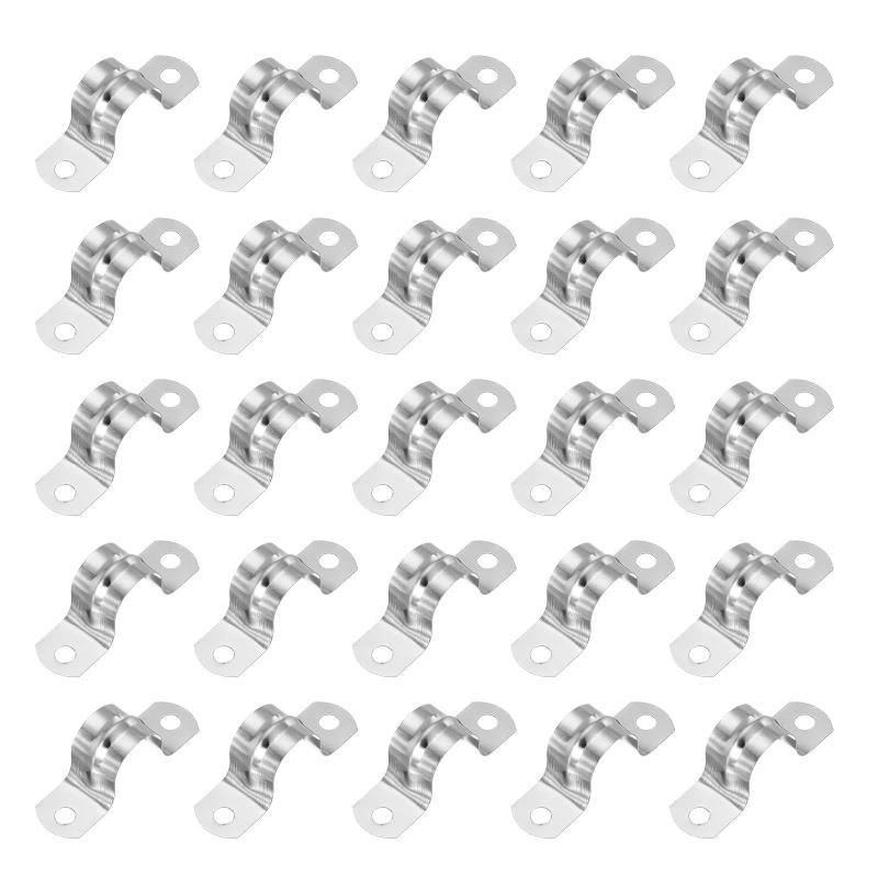 サドルバンド 20mm 2穴 パイプクランプ パイプ固定金具 304ステンレス 配管 サドル パイプ ケーブルワイヤ 固定用 25個