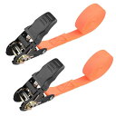 TRIWONDER ラッシングベルト 荷締めベルト ラチェットベルト タイダウン らっしんぐ 荷締機 固定ベルト 結束バンド にじめ バイク 引越し 運搬 Ratchet Tie Down Straps (04 オレンジ(25mm)- 2本, 2m)