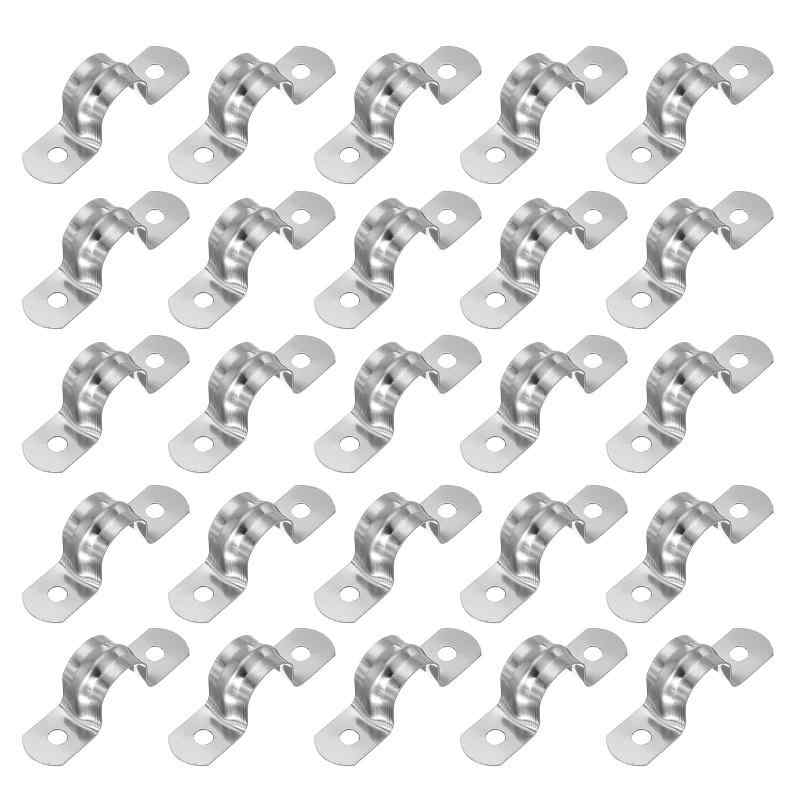 サドルバンド 14mm 2穴 パイプクランプ パイプ固定金具 304ステンレス 配管 サドル パイプ ケーブルワイヤ 固定用 25個