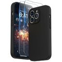SURPHY iPhone14 pro用ケース シリコン,フィルム付き 6.1インチ対応(2022) iPhone14 プロ用シリコンケース(レンズの全面保護) 耐衝撃 超軽量 指紋防止 全面保護 iPhone14 pro用ソフトカバー (ブラック)