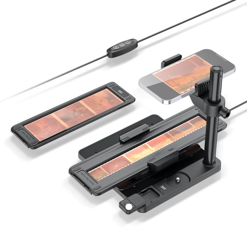 JJC モバイル スマホ フィルムスキャナー 35mm / 120 フィルムデジタイズアダプター + LEDライト セット ホルダー付き ネガ デジタル化 フィルライト 11段調光可能 データ化