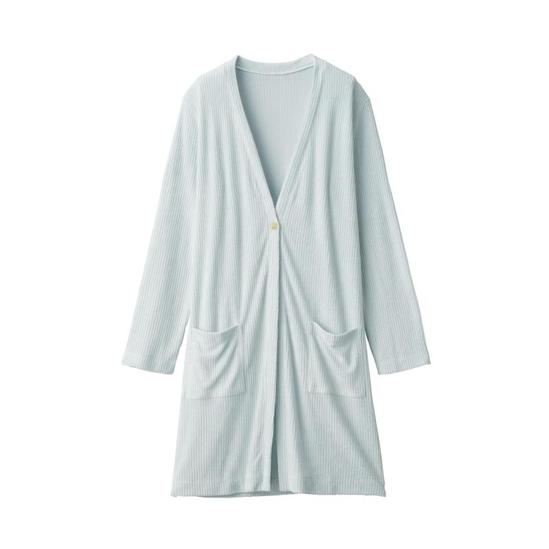 無印良品 婦人 パイルリブ ロングカーディガン レディース FD1JTA4S ライトブルー 婦人S