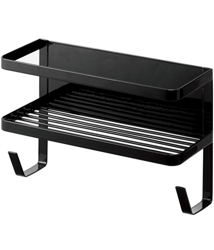 山崎実業(Yamazaki) ホースホルダー付き 洗濯機横 マグネット ラックブラック ブラック 約W28XD12XH18...