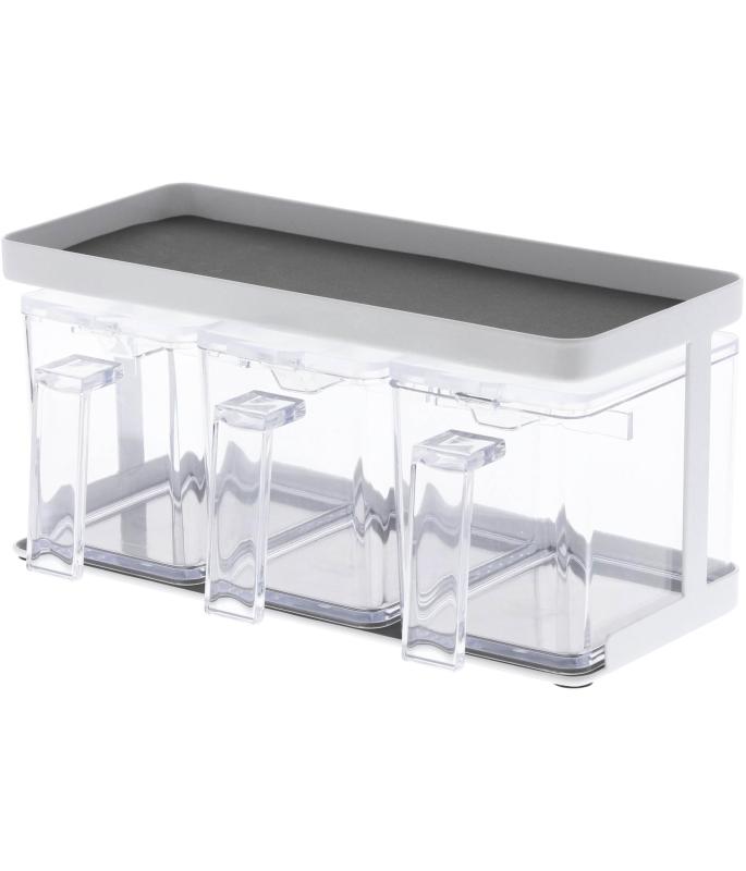 山崎実業(Yamazaki) 調味料入れ 調味料ストッカー&amp;ラック タワー 3個セット ホワイト 3343