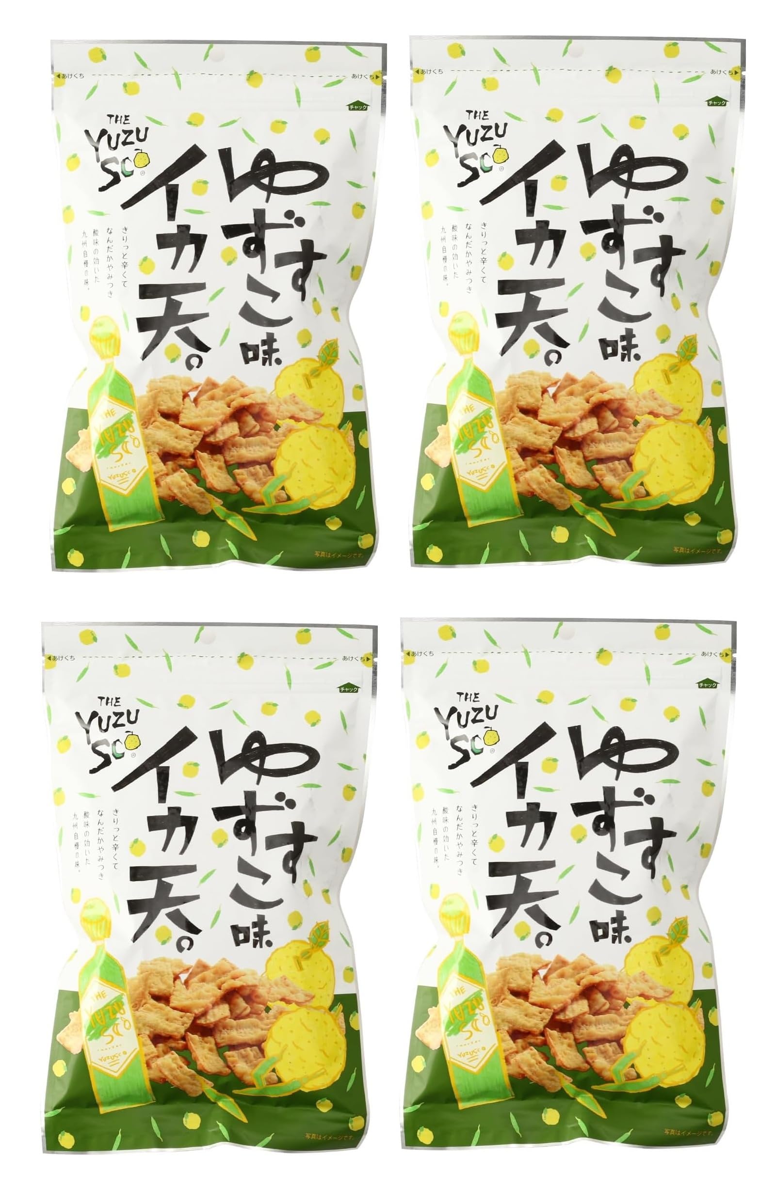 商品情報商品の説明商品紹介 きりっと辛くてなんだかやみつき！酸味の効いた九州自慢の味。 イカの風味と酸味の効いたゆずすこ風味がクセになります。 新感覚のゆずこしょう。 一度食べると「もうとまらない」美味しさです。 おつまみに、プチギフトに！便利なチャック付き。 是非ご賞味ください。 原材料・成分 イカシート(イカ、魚肉、還元水あめ、その他)(国内製造)、植物油、小麦粉、でん粉、ゆずすこシーズニング、砂糖、食塩、乾燥卵白、植物性たん白、香辛料、たん白加水分解物/加工でん粉、調味料(アミノ酸等)、酸味料、香辛料抽出物、香料、甘味料(スクラロース)、(一部に小麦・卵・乳成分・いか・大豆・ごまを含む)主な仕様 きりっと辛くてなんだかやみつき！酸味の効いた九州自慢の味。原材料:イカシート(イカ、魚肉、還元水あめ、その他)(国内製造)、植物油、小麦粉、でん粉、ゆずすこシーズニング、砂糖、食塩、乾燥卵白、植物性たん白、香辛料、たん白加水分解物/加工でん粉、調味料(アミノ酸等)、酸味料、香辛料抽出物、香料、甘味料(スクラロース)、(一部に小麦・卵・乳成分・いか・大豆・ごまを含む)内容量:65gx4袋アレルギー表示:小麦、卵、乳成分、いか、大豆、ごま
