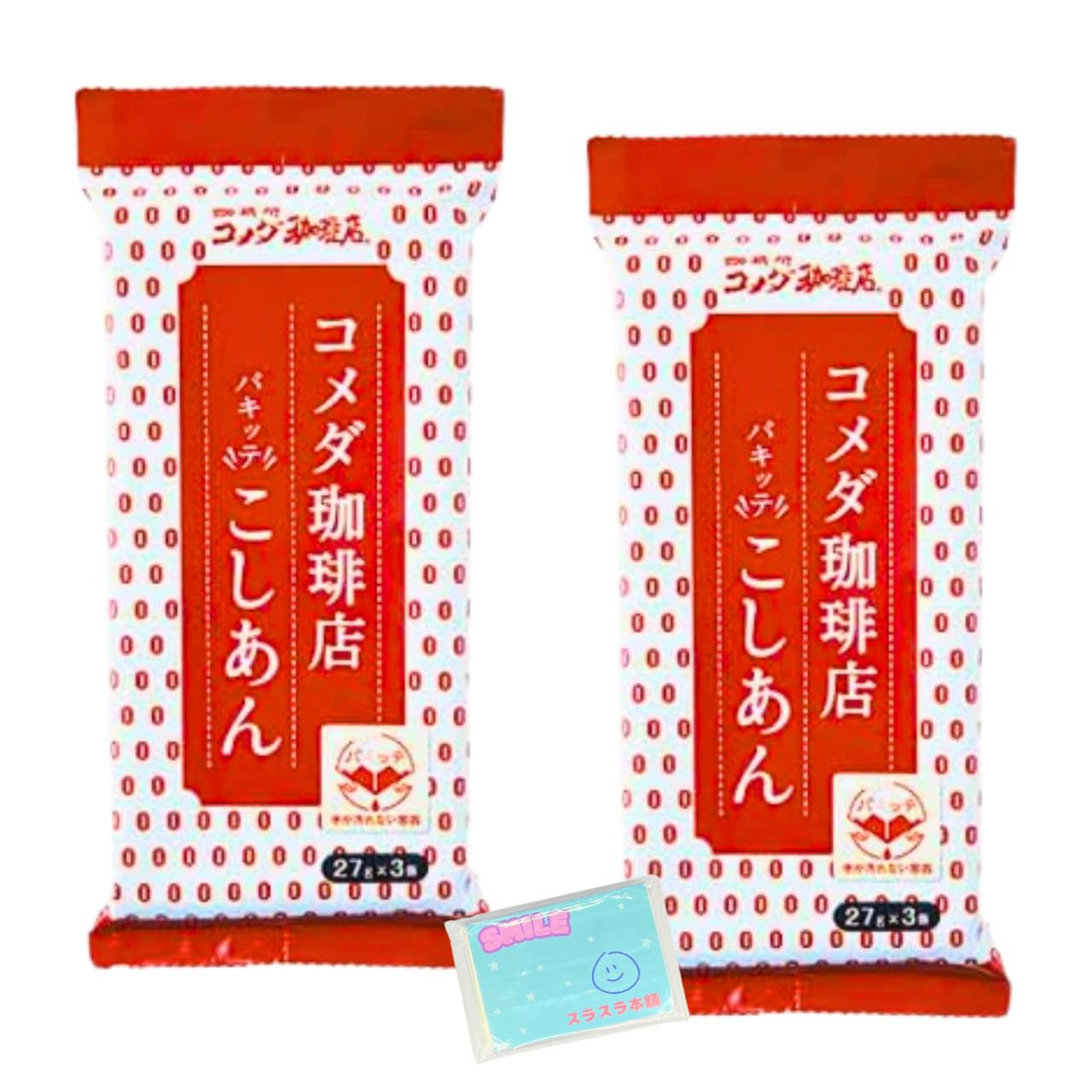 【送料無料】Monolog Style 遠藤製餡 コメダ珈琲店 パキッテこしあん 81g(27gx3個) x2個セット ★スラスラ本舗オリジナルポケットティッシュ付き★