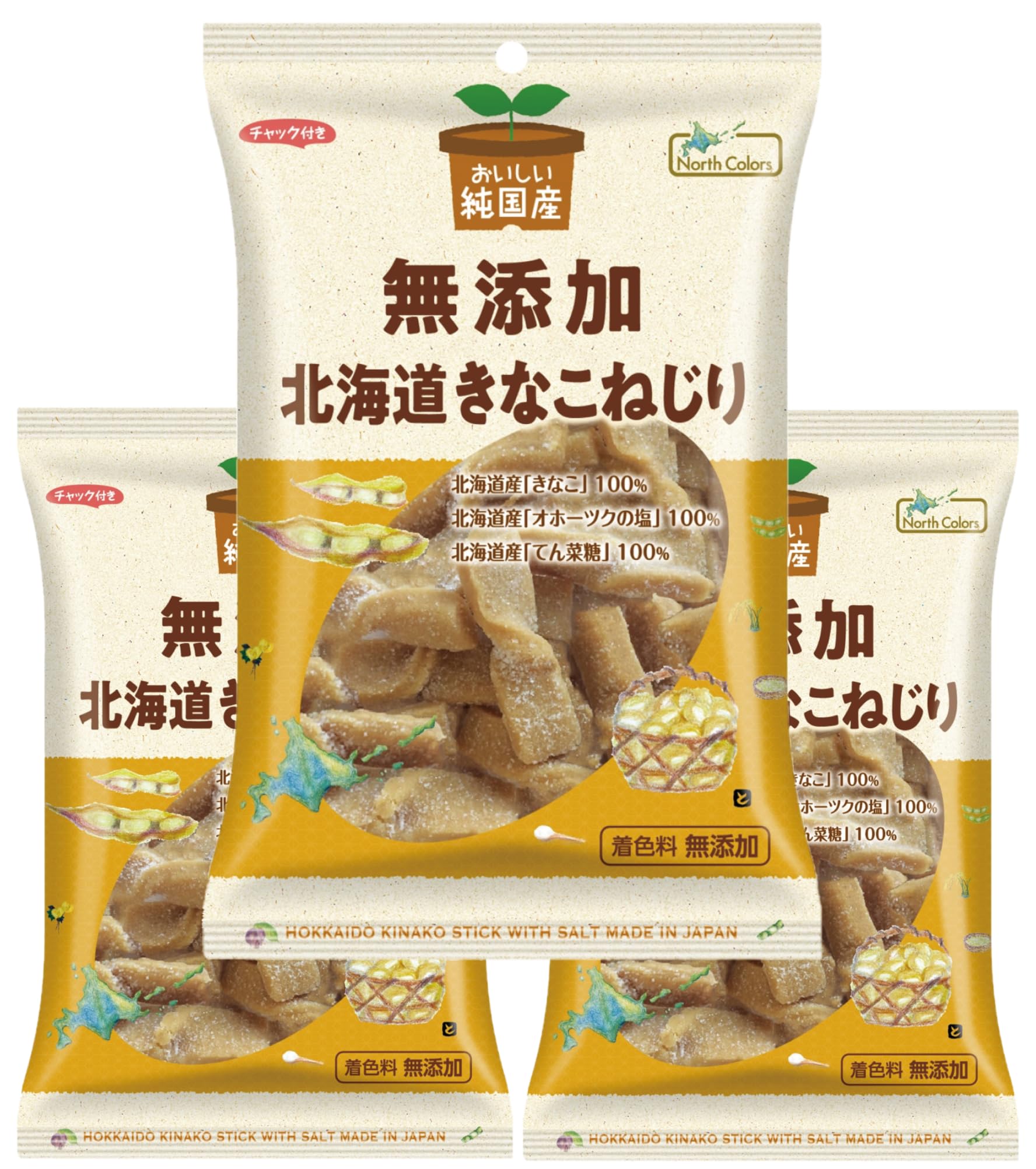 商品情報商品の説明日本で約5％しかない、国産の大豆。貴重な大豆の最大の産地である北海道産のものを使いました。 オホーツクの塩や砂糖大根糖も北海道産です。北海道で腕を磨いた職人が、思いを込めながら、手作業でこねたり、ひねったりして作っています。機械には出せない職人の味があります。他ではできません。大量生産もできません。オホーツクの塩が効いた、食べて納得のきなこねじりです。チャック付きなので、一度に食べきる必要はありません。主な仕様 製造地：北海道原材料：北海道産きな粉、北海道産てん菜糖、北海道産食塩、国産水あめ、国産もち米、国産こめ油　以上
