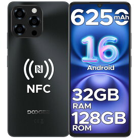 【6000円オフ】Android16スマホ DOOGEE NOTE58 SIMフリー スマホ GeminiAI搭載 32GB RAM+128GB ROM+2TB拡張 4G LTE スマトーフォン 5GWIFI 6.75インチ 携帯 8コア T7250 1600万 AIカメラ|90Hz|顔認識|NFC|Widevine L1|6250mAh docomo/au/SoftBank/Rakuten Mo