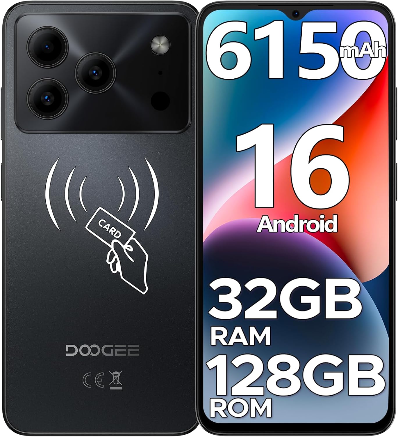 【新品限定50%オフ】Android16 スマホ DOOGEE NOTE56PRO AI機能 6.56インチ 90Hz 32GB RAM+128GB ROM+2TB拡張対応 SIMフリー 4G LTE 8コア スマートフォン本体 6150mAhバッテリー 顔認証 Widevine L1 Netflix 1080P対応 NFC機能 デュアルSIM スマホケース付き フィルム貼付済