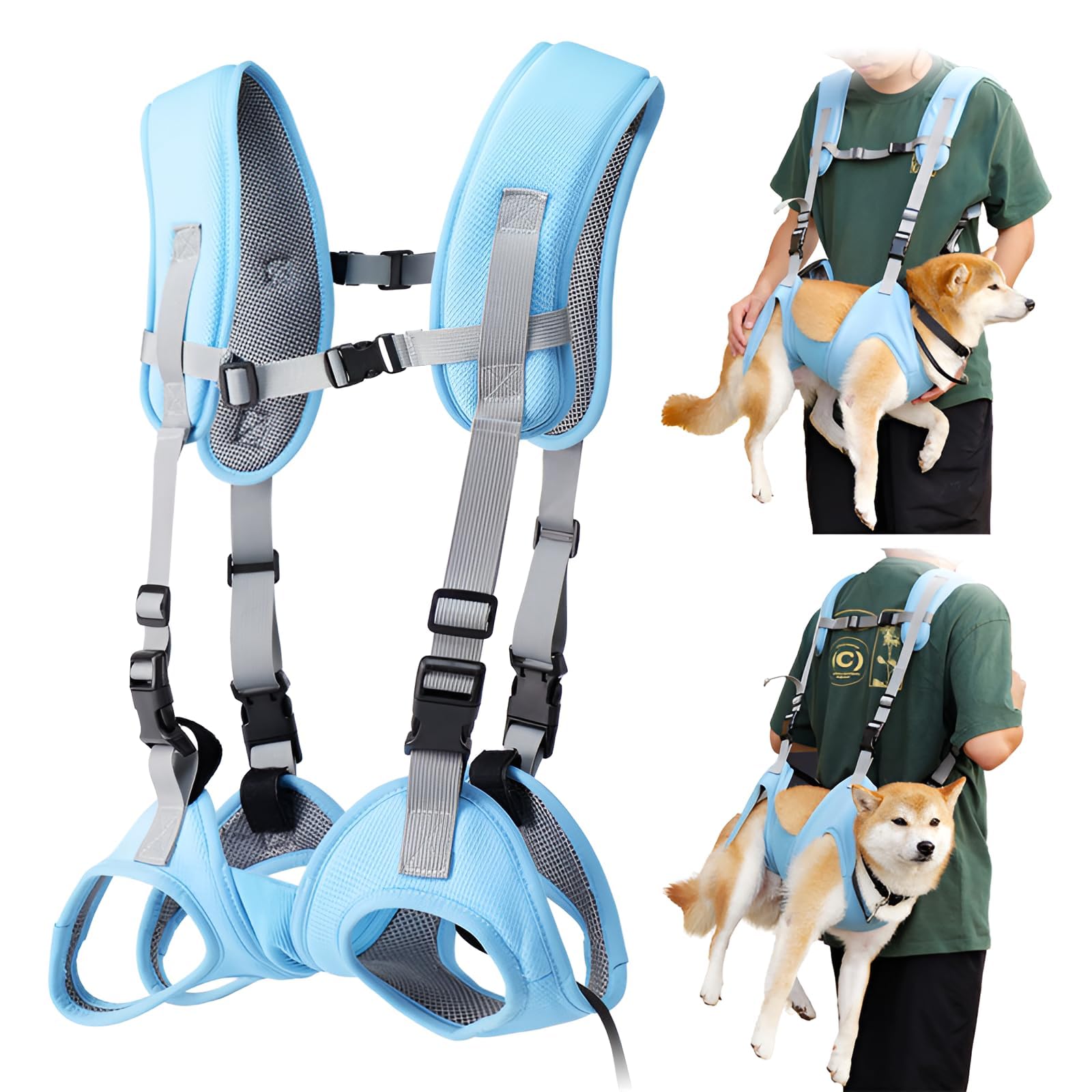 【耐久性と高品質素材】このバックパックスタイルの犬用キャリアは、補強されたステッチで丁寧に作られており、愛犬の全身をしっかりと支えます。耐久性のある防水織物製の外層と通気性のあるメッシュ製の内層を組み合わせた二重構造です。腹部には耐衝撃性PEパッドが使用されており、愛犬の胸部を圧迫から効果的に保護します。 【プロ仕様の犬用キャリア】この犬用キャリアは、愛犬の全身をしっかりと支えます。屋外でのペットの使用、犬のトレーニング、脚の怪我によるバランス感覚や運動機能の低下がある犬のために設計されています。この犬用キャリアは、散歩、階段の昇降、車の乗り降り、登山、ハイキングなど、あらゆる場面で活躍します。 【全身サポート犬用キャリア】1. 幅広のパッド入りショルダーストラップと流線型のデザインが、肩にかかる負担をより快適にサポートします。2. 付属のウエストサポートストラップが衝撃を吸収し、滑りを防ぎ、圧力を軽減して腰の怪我を防ぎます。 3. 幅広のネックデザインにより、犬の呼吸に影響を与える可能性のある過度の緊張を防ぎます。4. 調節可能なショルダーストラップのバックルは、あらゆるサイズの犬に対応します。[多目的犬用キャリア] この犬用バックパックキャリアは多用途で、緊急用犬用キャリア、オートバイ用ハーネス、サイクリング用ハーネス、フロント/チェストハーネスなどとして使用できます。両手を自由にしながら犬を運ぶのに便利です。 [調節可能なストラップ] このキャリアは全身をサポートし、犬の頸椎と首への圧力を軽減します。T字型の前脚ストラップは、胸からの張力を体全体に分散させ、安全性を高めます。取り外し可能なショルダーストラップは、犬の身長や品種に合わせて調節可能で、パッド入りのショルダーパッドが肩と首の圧力を軽減します。*ご購入前にペットのサイズを測ってください。記載されている寸法を参照してください。【耐久性と高品質素材】このバックパックスタイルの犬用キャリアは、補強されたステッチで丁寧に作られており、愛犬の全身をしっかりと支えます。耐久性のある防水織物製の外層と通気性のあるメッシュ製の内層を組み合わせた二重構造です。腹部には耐衝撃性PEパッドが使用されており、愛犬の胸部を圧迫から効果的に保護します。 【プロ仕様の犬用キャリア】この犬用キャリアは、愛犬の全身をしっかりと支えます。屋外でのペットの使用、犬のトレーニング、脚の怪我によるバランス感覚や運動機能の低下がある犬のために設計されています。この犬用キャリアは、散歩、階段の昇降、車の乗り降り、登山、ハイキングなど、あらゆる場面で活躍します。 【全身サポート犬用キャリア】1. 幅広のパッド入りショルダーストラップと流線型のデザインが、肩にかかる負担をより快適にサポートします。2. 付属のウエストサポートストラップが衝撃を吸収し、滑りを防ぎ、圧力を軽減して腰の怪我を防ぎます。 3. 幅広のネックデザインにより、犬の呼吸に影響を与える可能性のある過度の緊張を防ぎます。4. 調節可能なショルダーストラップのバックルは、あらゆるサイズの犬に対応します。[多目的犬用キャリア] この犬用バックパックキャリアは多用途で、緊急用犬用キャリア、オートバイ用ハーネス、サイクリング用ハーネス、フロント/チェストハーネスなどとして使用できます。両手を自由にしながら犬を運ぶのに便利です。 [調節可能なストラップ] このキャリアは全身をサポートし、犬の頸椎と首への圧力を軽減します。T字型の前脚ストラップは、胸からの張力を体全体に分散させ、安全性を高めます。取り外し可能なショルダーストラップは、犬の身長や品種に合わせて調節可能で、パッド入りのショルダーパッドが肩と首の圧力を軽減します。*ご購入前にペットのサイズを測ってください。記載されている寸法を参照してください。