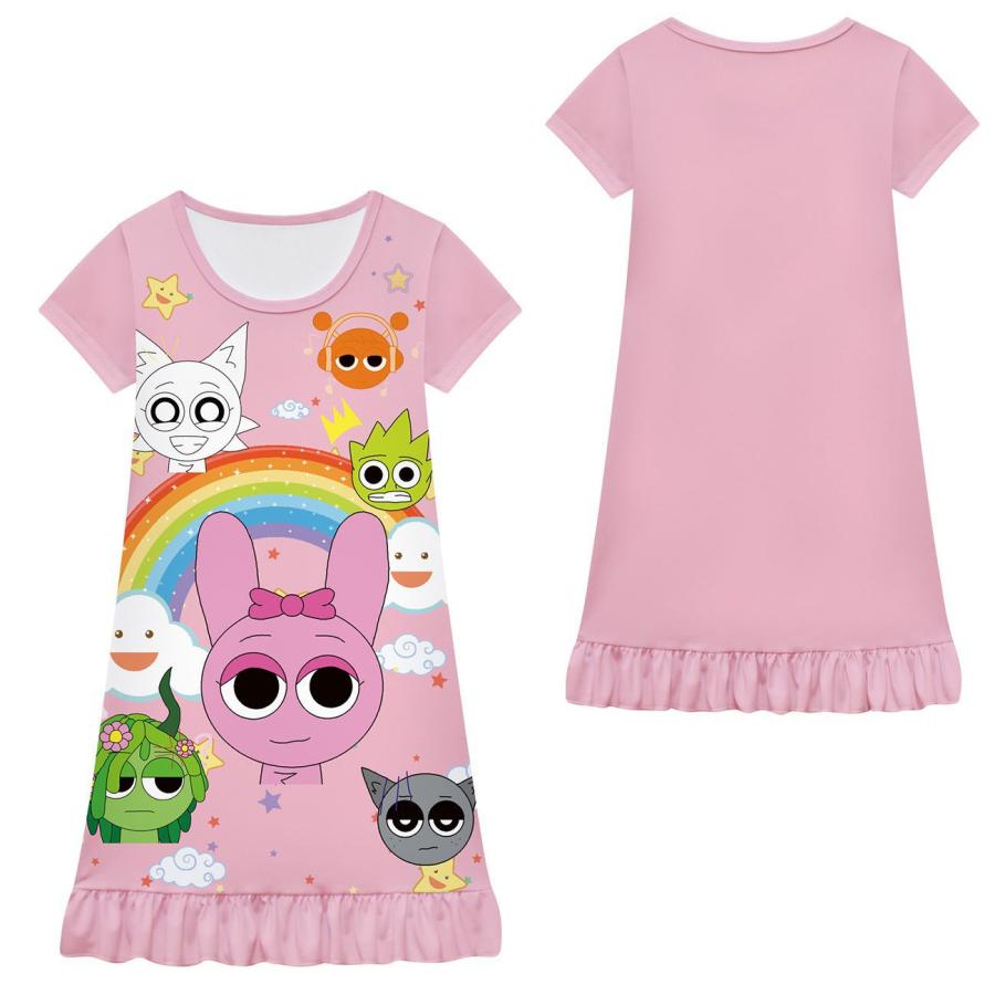 キッズ パジャマ sprunki ルームウェア スプランキー 女の子 ワンピース 子供