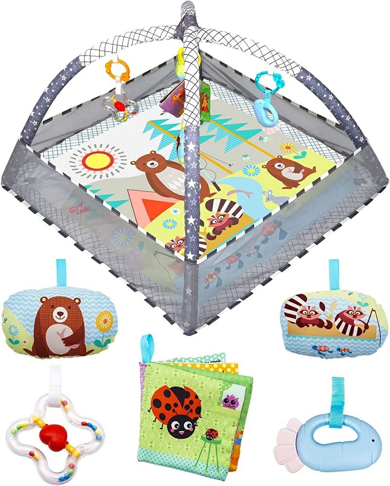 Baby Gym - プレイジム ギフト ベビーおもちゃ 0ヶ月 女の子 ベビージム 子供 ベビーサークル ベビートイ プレイマット 知育玩具 子ども 男の子 出産祝い おすわり 多機能 3in1