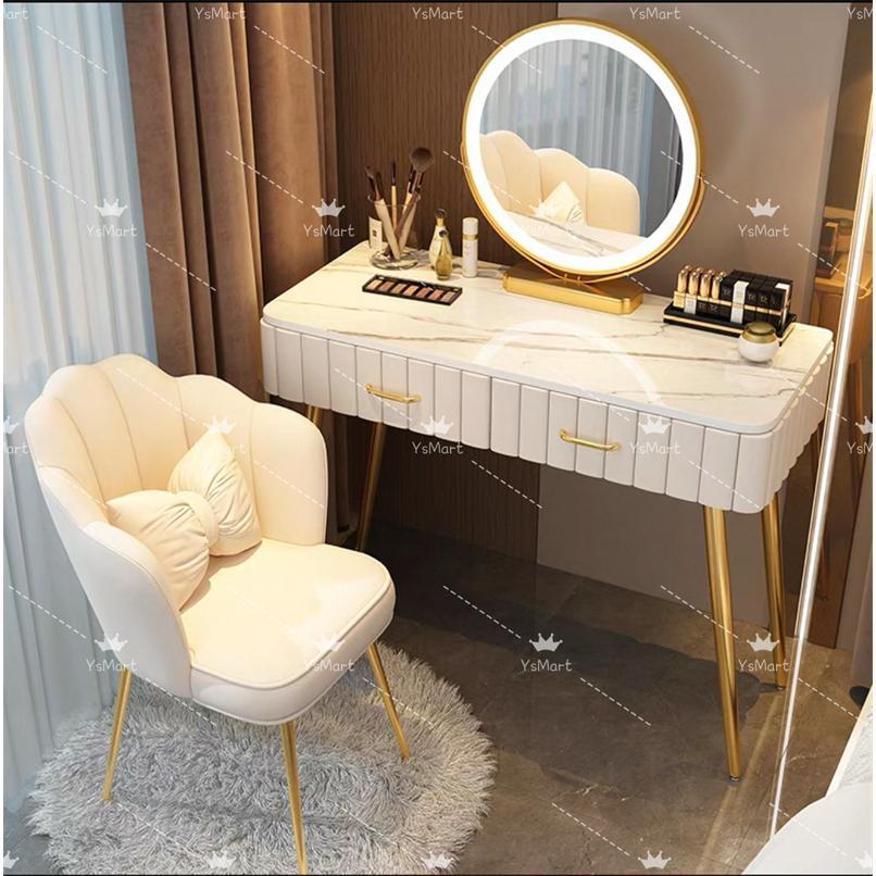 One-Mirror Dressers - 化粧テーブル 化粧鏡 ドレッサー おしゃれ 北欧 寝室 スツールセット レザー調オーダー能 ベロア調 コスメ台 鏡台 収納 北欧風 お姫系