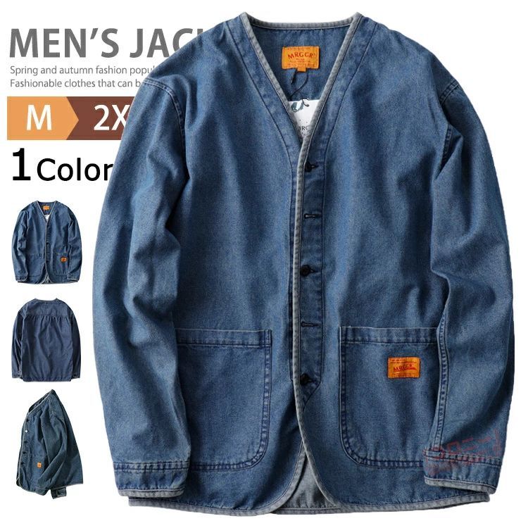 樂天商城 - 前開き 春 春物 メンズジャケット メンズ ジャケット ブルゾン 秋 普段着 ノースリーブ カジュアル デニム アウター 綿100％ ストリート おしゃれ Gジャン 秋物 羽織り 春 ジージャン ジャンパー アメカジ ワークジャケット デニムジャケット Vネック