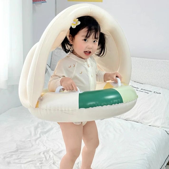 屋根付き キッズ 浮き輪 足入れ型 水遊び用品 ベビー 海水浴 子供 水遊び ビーチグ...