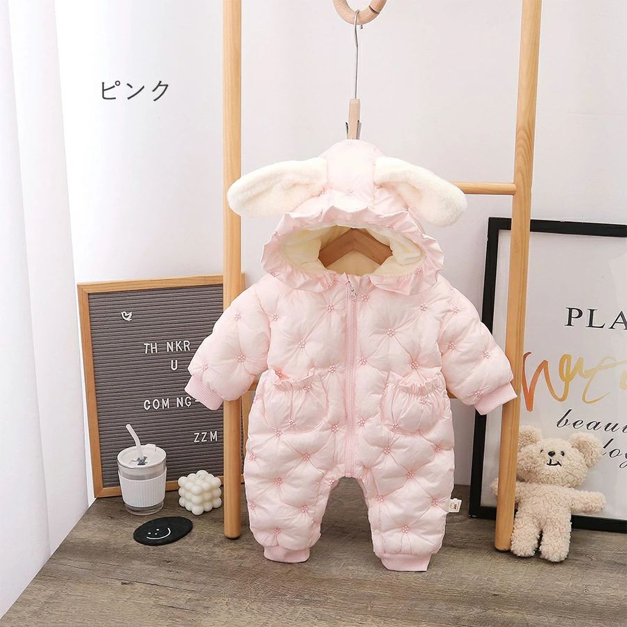 樂天商城 - ベビー服 赤ちゃん 裏ボア キッズ ロンパース クリスマス 新生児 中綿コート 裏起毛カバーオール 出産祝い 女の子 可愛い プレゼント 冬 フード付き 男の子 裏起毛 ロンパース ギフト お出かけ 防寒着