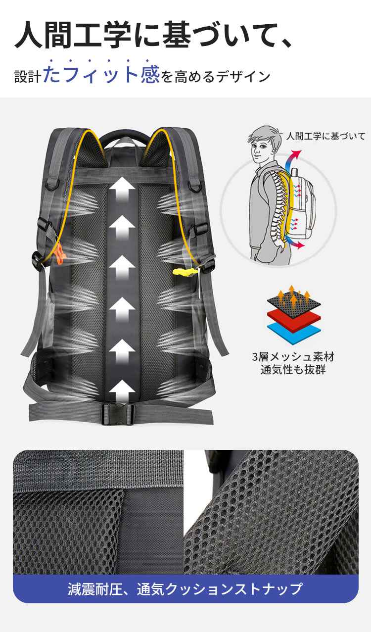 大容量リュック ザック 登山バッグリュック 撥水 軽量 一人旅バッグ防災 避難バッグ 男女兼用 部分即納 リュックサック ハイキング 60Lバックパック 出張旅行 機能性リュック 山登り 宿泊 反射帯付き アウトドアバッグ doops-10011505 livemart サンプル画像3