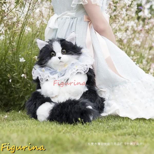 樂天商城 - 縫いぐるみ 本物そっくり ベビー 猫リュック ハチワレ猫ぬいぐるみ シミュレーション 女の子 猫バッグ おもちゃ 店飾り リアルな黒白ネコ