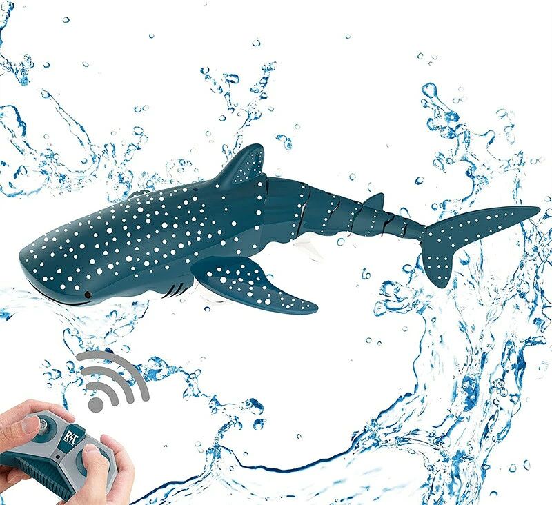 RCサメ 2.4GHz無線操作 水感応式 6+ クリスマス贈り物 誕生日プレゼント ラジコンボートザメ おもちゃラジコン ラジコン船 充電バッテリー500mAh×2 防水設計 360°全方位自由リモコン