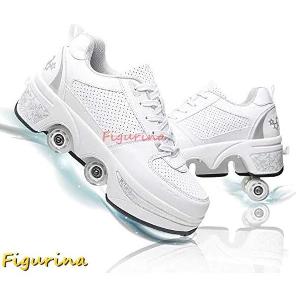 足の保護:調整可能な多機能ローラースケートにより、足をしっかりサポート。靴ひもを調整することで、快適なフィット感を得ることができます。安心してスケートを楽しめます。革新的なデザイン:スケートボードシューズとスニーカーが1つになった革新的なデザイン。隠し車輪が付いているので、いつでもスリップさせずに移動することができます。サイズ選択:サイズ表を参考にして、自分にぴったりのサイズを選択。幅広の方やゆったりとした靴をお探しの方にも最適な選択肢を提供しています。耐久性と快適さ:耐久性のある加水分解性素材と通気性の良い素材を使用しており、足を快適に保ちます。内部には新竹素材と通気性の良い綿のインソールがあり、いつも快適に保ちます。機械的テスト済み:ヒールサポート付きで初心者にも安心。機械的なテストに合格しており、安全性と快適性を兼ね備えています。