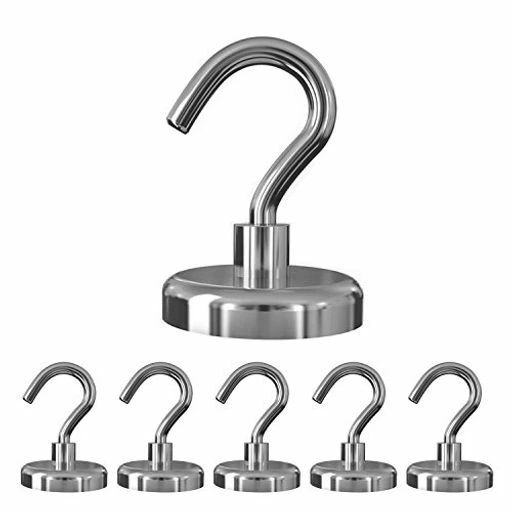 Hooks - 超強力マグネットフックCosego6個入垂直耐荷重35kg金属製直径3.2cm磁石付きキッチン用オフィス用業務用玄関倉庫壁掛け収納フックシルバー