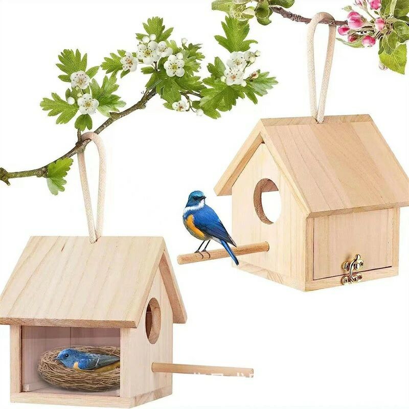 天然木材 屋外 木製 バードハウス 野鳥 巣箱 巣穴 天然 野鳥用巣箱 鳥小屋 雀 手作り 雛 吊り下げ