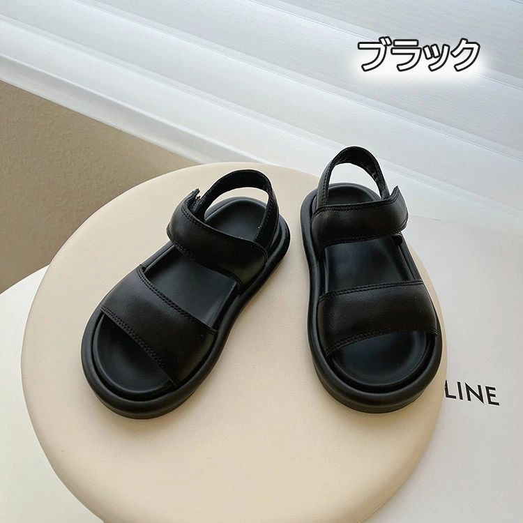 ガールズ 靴 PU 学生 シューズ 女の子 女児 ブラック ベージュ コンフォートサンダル キッズ 春 やわらか ジュニア サンダル サンダル 軽量 14.5-23cm ファッション 歩きやすい ビーチサンダル 夏 3
