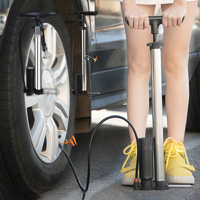 樂天商城 - ハンドル ステンレス 初心者 空気ポンプ タイヤ 車 手動 おすすめ 持ち運び ボール バルブ 簡単 耐久性 空気入れ 丈夫 アウトドア 自転車 高気圧 バイク