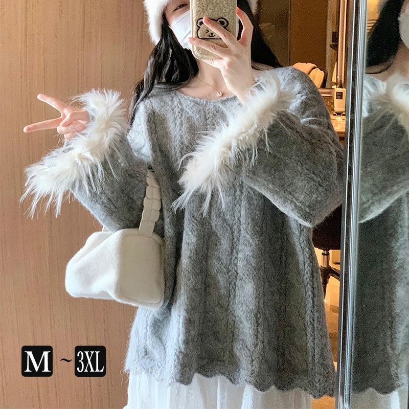 樂天商城 - ゆったり M/L/XL/2XL/3XL 着痩せ 体型カバー tシャツ ルームウェア 秋冬 スピーカースリーブ 通勤 レディース 部屋着 可愛い おしゃれ 30代 春 長袖 トップス かわいい エレガント 大きいサイズ ニット カジュアル 韓国風 きれいめ オフショルダー 20代 60代 50代 40代