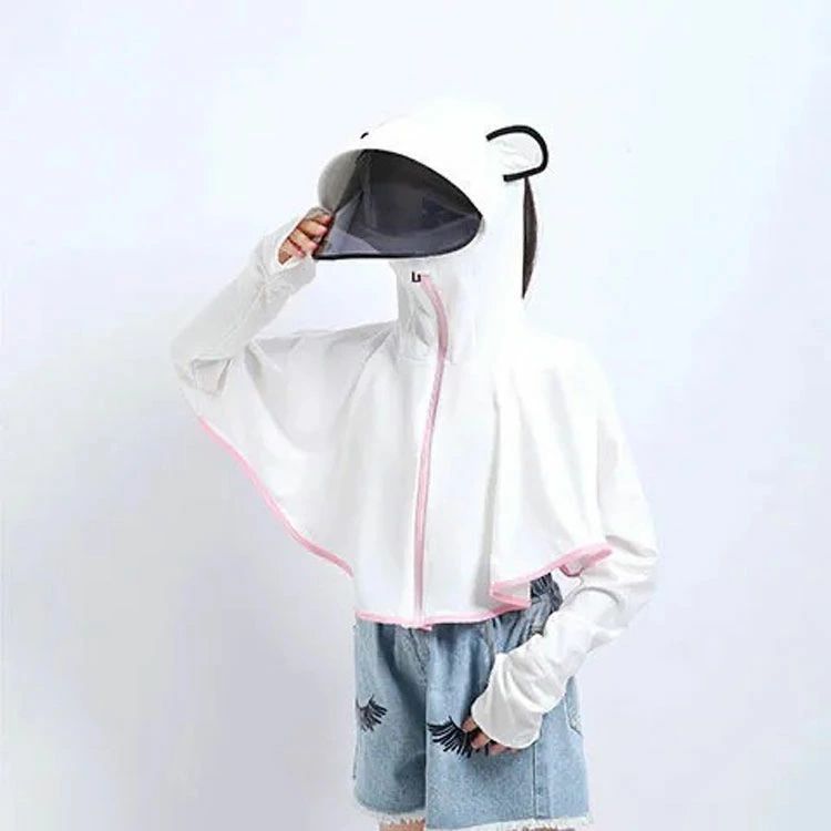 livemartのおしゃれ ビーチ 日焼け アウトドア 長袖 子供 紫外線対策 日焼け止め服 パーカー お出かけ 男の子 キッズ用サンバイザー付き日除けパーカー サンバイザー 暑さ対策 通学 通気性 日除けカバー 軽量 防風 ラッシュガード 海辺 UVカット 羽織 ベビー UV対策 女の子｜アングル2