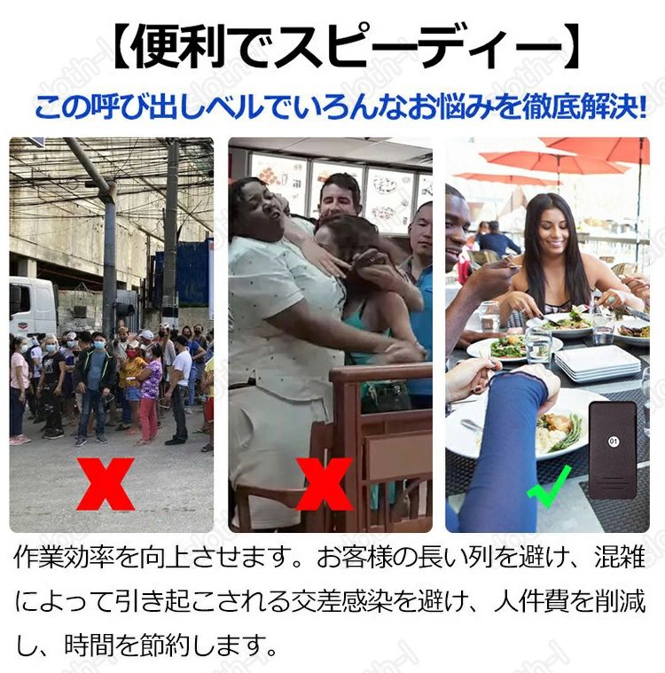 livemartのゲストページャー チャイム 喫茶店 呼び出し 呼び出しベル 呼び出し機 レストラン 番号 ベル 呼び出しボタン コール 飲食店 カフェ フードコート ワイヤレスチャイム コールベル コードレス 10台/16台/20台セット ワイヤレス 呼び出しチャイム ゲストページャー 受信機｜アングル3