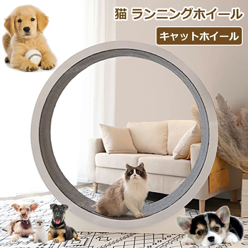 乐天商城 - ノイズなし 猫用回し車 猫ランニングマシン キャットウォーク 運動不足やストレス解消に 滑り防止マット付き 静音 キャットエクササイズホイール ローラー 猫 運動 キャット 爪研ぎ 軽量 猫のトレッドミル 直径120cm キャットホイール ランニングホイール 鍛錬