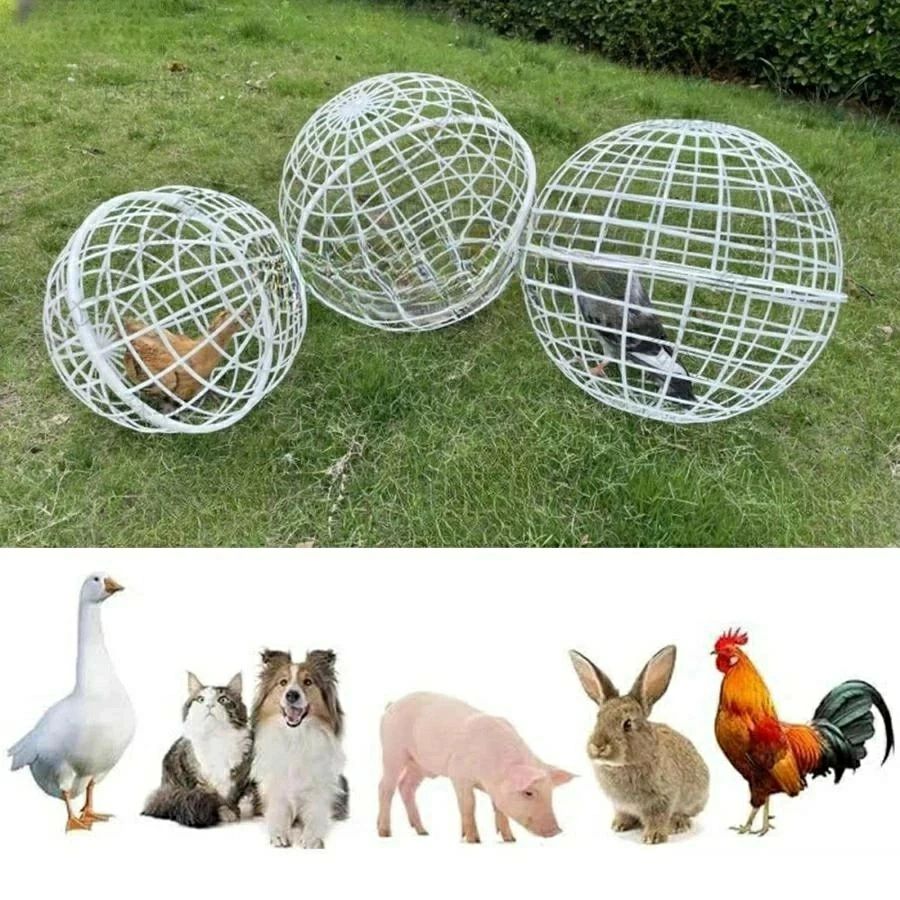 鶏舎、50cm 丸いプラスチック鶏ケージ、ポータブル鶏小屋屋外バニーケージ、家禽用ケージ 2025新登場 ラビットハッチチキンボールケージ ペットケージ ウ